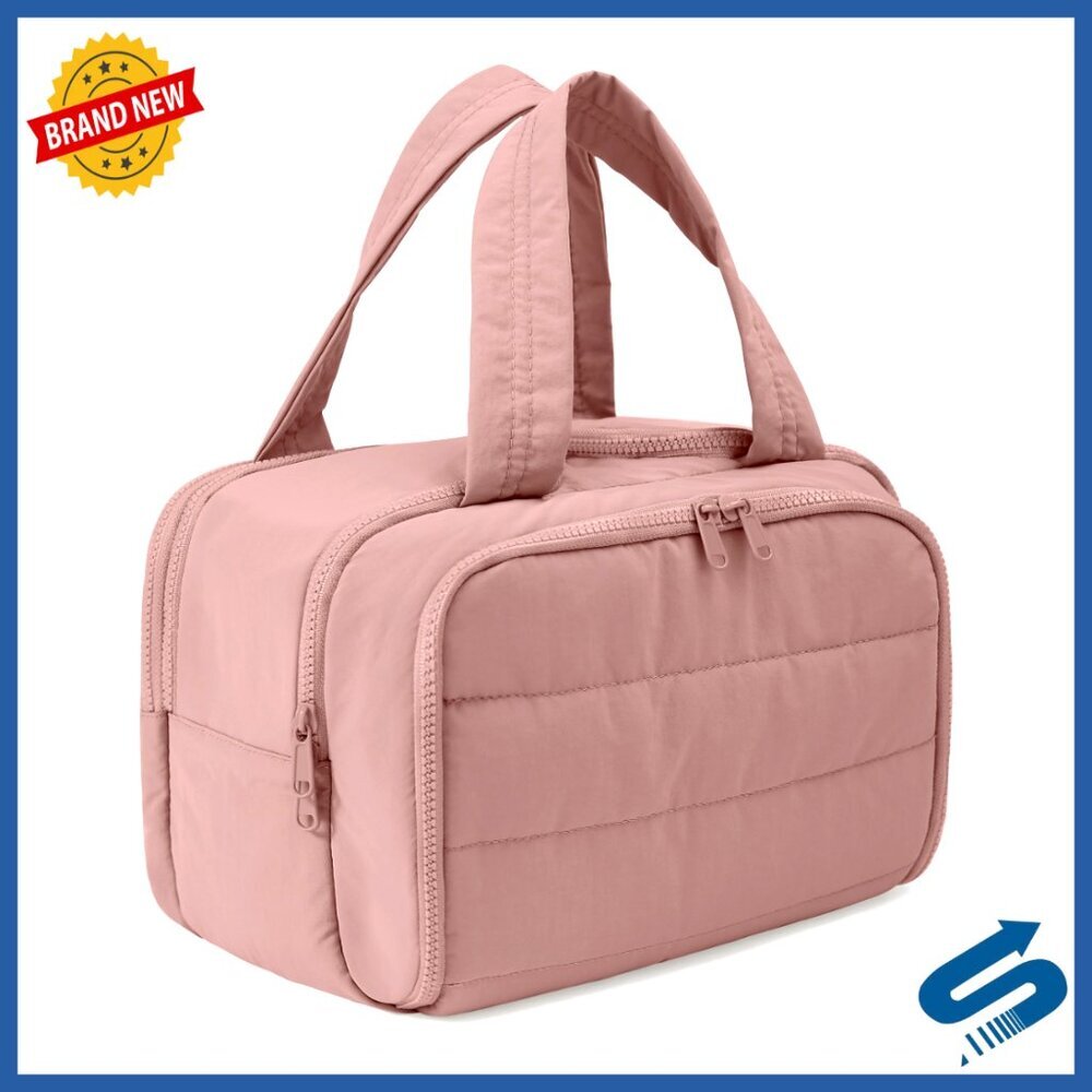 Large Puffy Toiletry Bag with Wet-Dry Separation Multi-Pocket Cosmetic Organizer